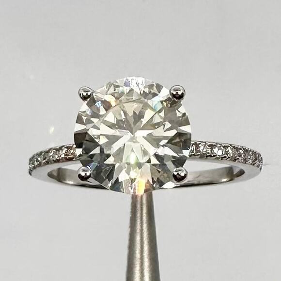Moissanite Diamond Round Cut Ring Engagement Wedding Ring 4 Prong 925 18K 2 Ct - Picture 1 of 12